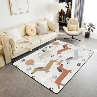 Imagem de Salsicha cão sala de estar tapetes de área 3x5 tapete decorativo colorido dachshund filhote cachorro tapete bonito impressão acento tapete para meninos meninas crianças adolescentes