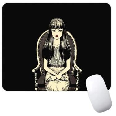 Imagem de Junji Ito Tomie Kawakami Manga Terror Japonês Uzumaki Mousepad Antiderrapante Gaming Computador Mouse Pad Gaming Desktop Laptop Mouse Pad com Borda Costurada 18 x 22 cm
