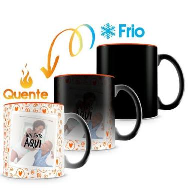 Imagem de Caneca Mágica Personalizada com Interior Laranja - Amor (2 Fotos) - Am