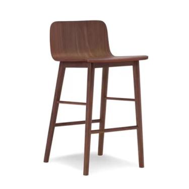 Imagem de hezhuhe2258 Cadeira de bar marrom banco alto bar restaurante cadeira de madeira doméstica múltipla (pequena)