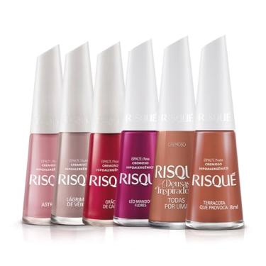 Imagem de Kit 15 Esmaltes Risque Cores Tons Quentes Vermelho Laranja Roxo (6 Esmaltes)