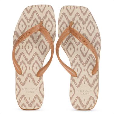 Imagem de Chinelo Brizza Arezzo Bico Quadrado Ikat Marrom Claro - Feminino-Feminino