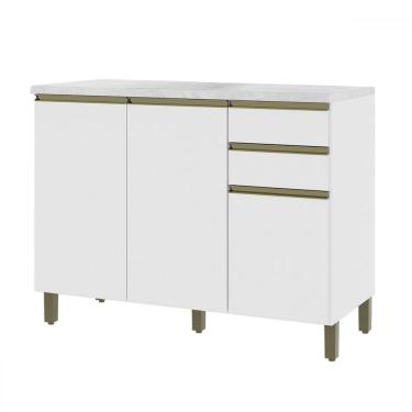 Imagem de Balcão de Cozinha para Pia 120 Cm 3 Portas 2 Gavetas Branco 6123.17 - Indékes
