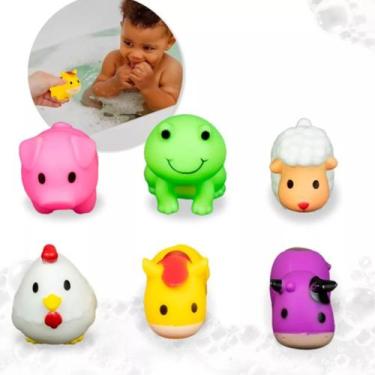 Imagem de Kit 6 Animais Vinil Fazenda Hora Do Banho Brinquedo  - Europio