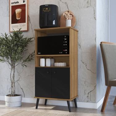 Imagem de Balcao para Forno e Micro-ondas 2 Portas Cozinha Mel/Preto