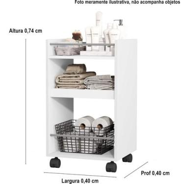 Imagem de Armário Multiuso Organizador Banheiro Sala Decore com Rodizio Amora co