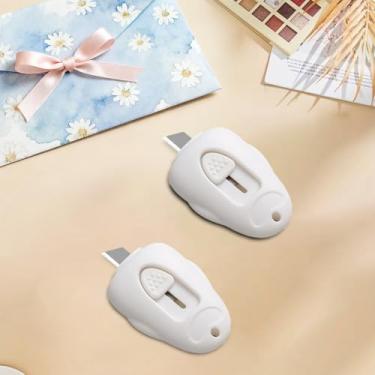 Imagem de Envelope abridor de 2 letras, com lâminas afiadas ocultas seguras para costura, artesanato, arte e uso diário. Branco