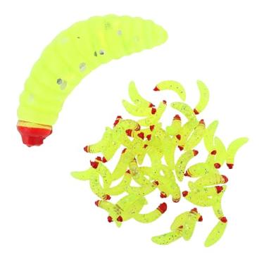 Imagem de 50 iscas de plástico macio, iscas de pesca de robalo, isca de pesca de robalo, isca de pesca de minhoca para água salgada e doce (verde)