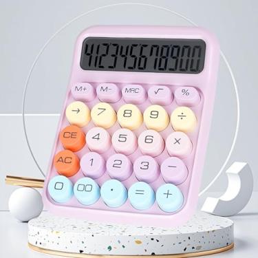 Imagem de Calculadora de interruptor mecânico com botões grandes, calculadoras de mesa, 12 dígitos, visor LCD grande, calculadora de mesa, linda calculadora rosa para professores, estudantes, escritório básico