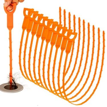 Imagem de Ferramenta de remoção de entupimento de drenagem de pelos de cobra, escova de limpeza flexível de cachimbo e banheira de 63 cm com alça de aderência, apanhador de cabelo para banheiro, cozinha