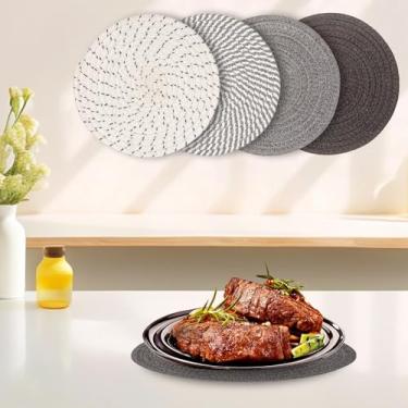 Imagem de Conjunto de 4 tapetes de trivet para pratos quentes – suportes de panela resistentes ao calor de 17 cm para mesa de cozinha, decoração rústica de outono de casa de fazenda