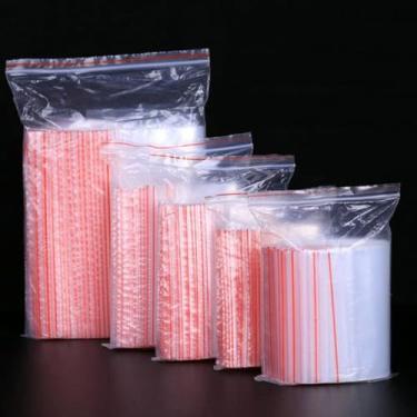 Imagem de Pacote com 100 sacos plásticos pequenos com fecho de correr, acessórios de viagem, organizador de bolsa de armazenamento recarregável para joias (5 cm x 7 cm)