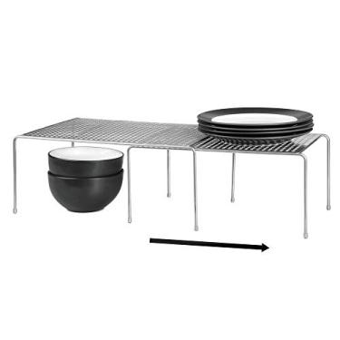 Imagem de iDesign Prateleiras de armário de metal Classico, sistema de prateleiras expansível e empilhável para cozinha, despensa, banheiro, quarto, escritório, 35,56 x 22,86 x 16,44 cm, prata