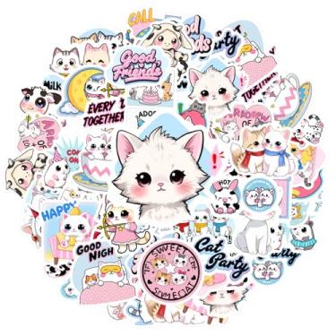 Imagem de 35 peças de adesivos de papelaria de gato adoráveis adesivos infantis brinquedos DIY decalques para laptops mala telefone