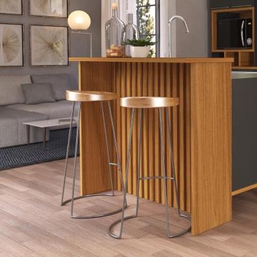 Imagem de Bancada Ripada Para Cozinha 128 Cm Cairo Fidelitá Freijó