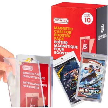 Imagem de Pacote Booster de 10 para um toque magnético – Capa transparente com suporte de cartão GPPS com proteção UV, resistente a arranhões, sem poeira, fecho magnético seguro para Pokémon TCG, cartões de
