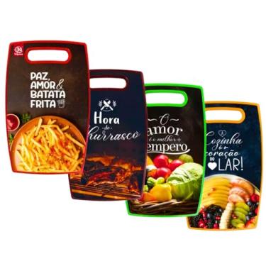 Imagem de Tabua para Cortes Estampada Desenhada para Cortar Carnes Frango Alimentos Frutas Verduras Resistente