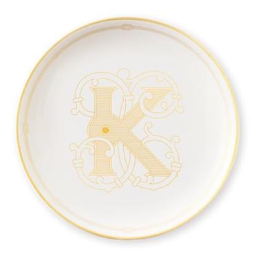 Imagem de LIFVER Bandeja de joias de cerâmica de 13,3 cm, prato de bugiganga de borda dourada para anéis, brincos, pulseiras, mini tigela de joias para cômoda, mesa de cabeceira, casa, presente de Dia das Mães