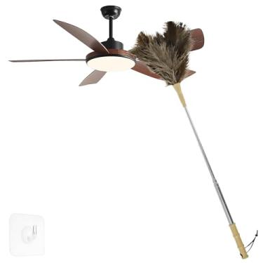 Imagem de Espanador de penas de avestruz com cabo extensível multiuso reutilizável ferramenta de limpeza de penas para luz de teto alto janela cortina interior de carro