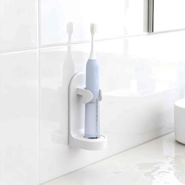 Imagem de 1 organizador adesivo de montagem na parede, suporte de escova de dentes elétrica, suporte compacto de banheiro para escovas de dentes elétricas