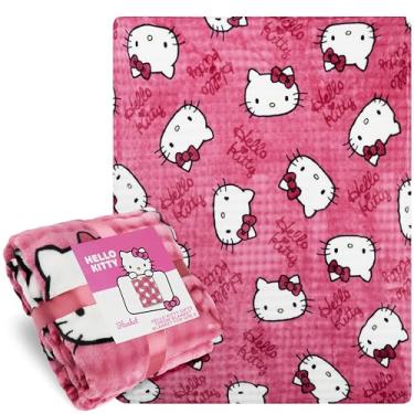 Imagem de Get Trend Cobertor de waffle Hello Kitty Sanrio para meninas, adolescentes, mulheres, 129,5 x 149,9 cm, cobertor para cama, decoração de quarto, presentes kawaii para ela (rosa Hello Kitty)