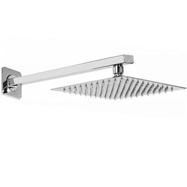 Imagem de Ducha Chuveiro Inox Furos De Silicone Com Braço 40CM Designer Slim Fino Moderno(20cm Cromado Inox)