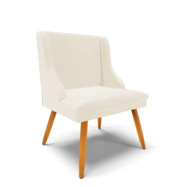 Imagem de Cadeira Veludo Bege Pés Palito Castanho