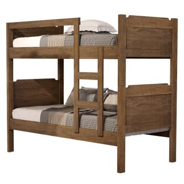 Imagem de Beliche Kassandra Solteiro Castanho Com Colchões