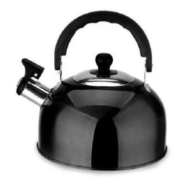 Imagem de Chaleira Inox Básico 02 Litros Com Apito Color - Ke Home, Preto