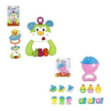 Imagem de 1 Chocalho + 1 Mordedor E Massageador Para Bebê Bichinhos Cores Modelo