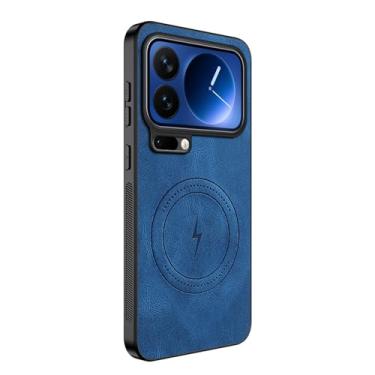 Imagem de LTLMYDAM Capa minimalista para Xiaomi 17 Pro Max/17 Pro/17, capa fosca de couro vegano com sucção magnética, capa fina à prova de impressões digitais, azul, 17 Pro