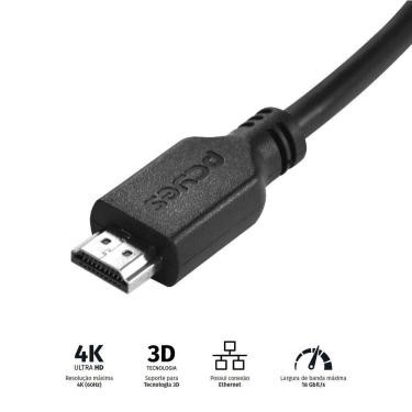 Imagem de Cabo Hdmi 2.0 4k 30awg Puro Cobre 1 Metro - Phm20-1