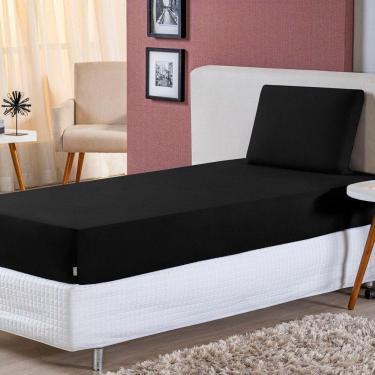 Imagem de Jogo De Lençol Solteiro Malha 100% Algodão 2 Peças Cor Preto