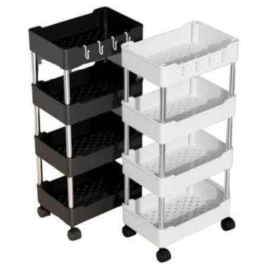 Imagem de 1 Carrinho Organizador Móvel com 4 Prateleiras, Plástico e Metal, 88cm x 38cm x 20cm, Rodízios Giratórios, Multiuso para Cozinha, enviamos em cores aleatorias.