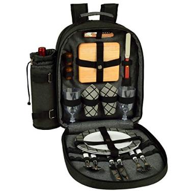 Imagem de Mochila Picnic at Ascot original equipada com 2 pessoas para piquenique com suporte de vinho térmico e refrigerador - projetada e montada nos EUA