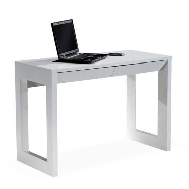 Imagem de Escrivaninha Viena Univ 110 Cm Tampo De Madeira Com Laca Branca Acetinada