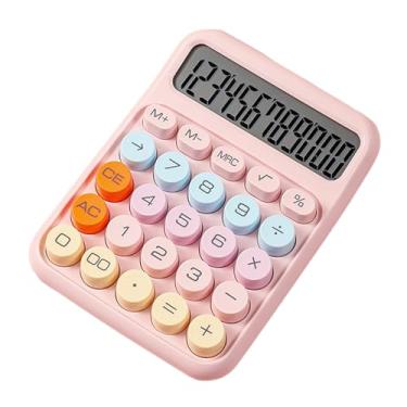 Imagem de Calculadora Mecânica 12 Dígitos Display LCD Grande Botão Redondo Teclado Mecânico Bateria Powered Adequado para Escritório Escola Casa Estudantes Contador