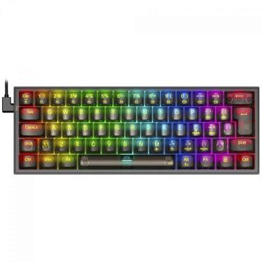 Imagem de Teclado Mecânico Gamer Redragon Fizz, RGB, Clear Black, 60%, Switch Crystal