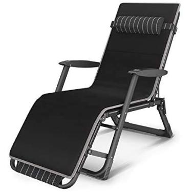 Imagem de Espreguiçadeira com gravidade zero, ajustável, espreguiçadeira, dobrável, cadeira de jardim reclinável com suporte para travesseiro de pescoço 200 kg (cor, listras pretas e brancas), com almofadas