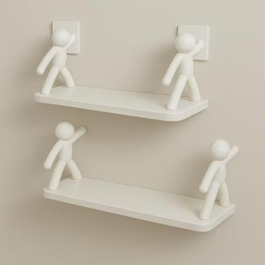 Imagem de Duas Prateleiras de Armazenamento, Estilo Estatueta de PláStico Com Suporte, Adequadas Para Uso No Banheiro e Na Cozinha.(Branco 2UN)