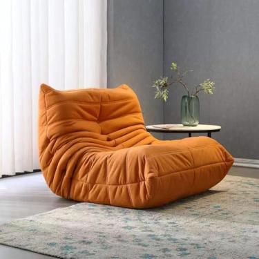 Imagem de Sofás de sofá, cadeira, poltrona de tecido tecnológico, cadeira de sofá com enchimento de espuma de alta densidade, grande, saco de feijão preguiçoso, sofá sem braços, sofá de destaque laranja,