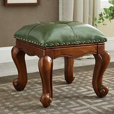 Imagem de SENNIAN Banqueta estofada para os pés, banco de apoio para os pés de borracha premium com botão, banquinho de mesa de decoração europeia, banquinho acolchoado para pés, assento de maquiagem, cadeira