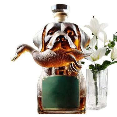 Imagem de Garrafa de licor de vidro, garrafa decantadora de álcool para cães - Suporte de álcool para estátua de cachorro, estatuetas colecionáveis de mesa de centro de mesa para conhaque, vinho, bourbon