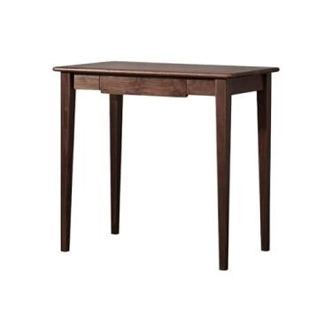 Imagem de Mesa de computador mesa de escritório em casa moderna mesa de madeira maciça nórdica preta nogueira mesa de escrita luz luxuosa estudo computador mesa quarto cômoda (800 x 480 x 750 mm)