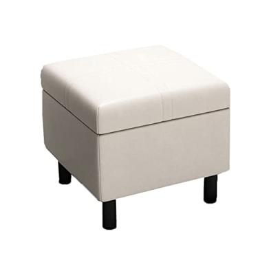 Imagem de ZABEES Banqueta leve de luxo para sofá, banco de armazenamento com pernas, banco baixo para uso doméstico, assento acolchoado para sala de estar
