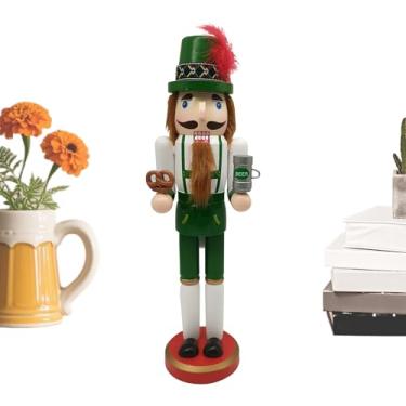 Imagem de Bonecos Quebra-Nozes 35,5 cm de madeira | Estatueta de quebra-nozes para festa, decoração de modelo Oktoberfest pintada à mão para mesa de prateleira de casa interna, exibição de Natal, festividade de