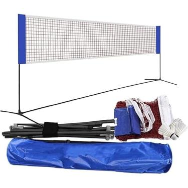 Imagem de Conjunto de rede portátil de badminton/tênis/vôlei, esportes ao ar livre de altura ajustável para jardim, praia, quintal, comprimento de 4,1 m, fácil configuração e transporte (uma cor 5,1 m)