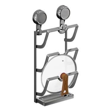 Imagem de Organizador de tampa de panela | Suporte de parede sem tampa de panela de perfuração com - Sem de perfuração, organização de cozinha para estação de cozinha, apartamento, canto