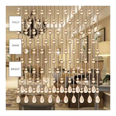 Imagem de Cortina com contas de contas cortinas de corda de porta decoração de pátio decoração de cristal divisória de tela de hardware pendurado, quarto sala de estar, personalizável (cor: 21SHARES, Tamanho
