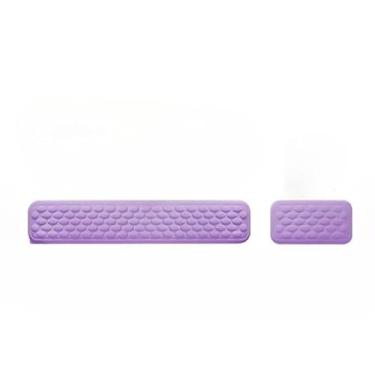 Imagem de Apoio de Pulso Tapete para Teclado e Mouse de Espuma de Memória com Relevo, O Apoio para Teclado Mede 440 Mm X 80 Mm, Enquanto O Apoio para Mouse Mede 150 Mm X 80 Mm(Roxo,Conjunto: mini + longo)